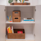 Kit 3 Cestos Organizadores de Madeira Retangular com Alças 16,5x24x11 e 26,5x36x12cm Oikos