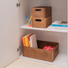 Kit 3 Cestos Organizadores de Madeira Retangular com Alças 16,5x24x11 e 26,5x36x12cm Oikos