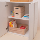 Kit 3 Cestos Organizadores de Madeira Retangular com Alças 16,5x24x11 e 26,5x36x12cm Oikos