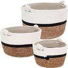 Kit 3 Cestos Organizadores De Fibra Para Decoração Casa Sala