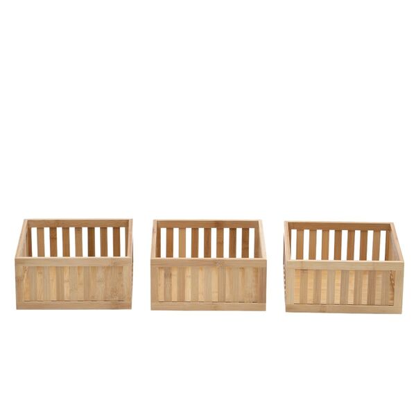Kit 3 Cestos Organizadores Ripados De Bambu 27cm - Oikos Natu