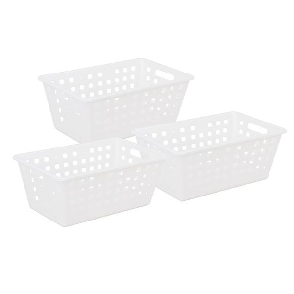Kit 3 Cestos Plástico Branco 4,2L 13,5x21,4x21,4cm Dasplast