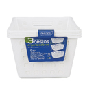 Kit 3 Cestos Plástico Branco 4,2L 13,5x21,4x21,4cm Dasplast