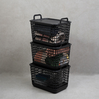 Kit 3 Cestos Telados Com Tampa De Plástico 15l Preto – Oikos