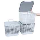 Kit 3 Cestos Telados Com Tampa De Plástico 45l Cinza – Oikos
