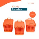 Kit 3 Cestos Telados Com Tampa E Alças De Plástico De 15l Ter