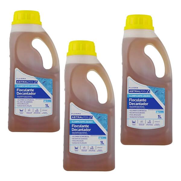 Kit 3 Clarificante Limpeza De Piscina Decantador Fluidra 1 L