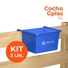 Kit 3 Cochos Para Animal 15l Azul Gplas