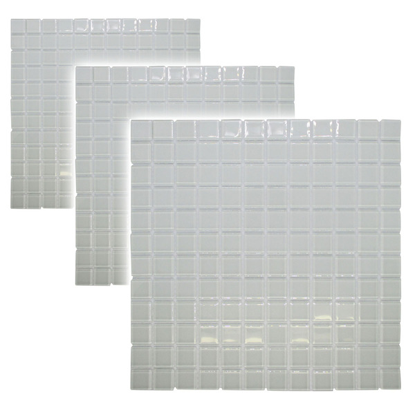 Kit 3 Com Unidades De Pastilhas De Vidro Branca Para Cozinha