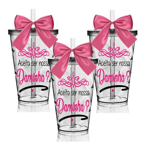 Kit 3 Copos Convite Twister Personalizados Para Daminha