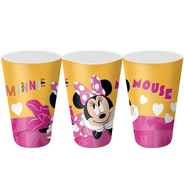 Kit 3 Copos Festa Infantil Melamina Rosa Minnie Disney 300ml