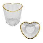Kit 3 Copos Shot Coração Vidro Com Borda Dourada 50ml