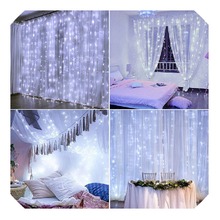 Kit 3 Cortina 500 Leds Fixa 4m Branco Frio C/ Fio Branco 220v