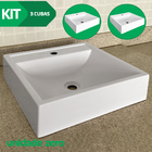 Kit 3 Cubas De Apoio Sobrepor Banheiro Marmorite Ônix