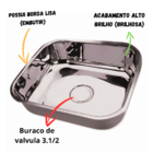 Kit 3 Cubas De Inox Pia De Cozinha 40x34x11 + Válvula Polida