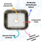 Kit 3 Cubas De Inox Pia De Cozinha 40x34x11 + Válvula Polida