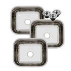 Kit 3 Cubas De Inox Pia De Cozinha 40x34x11 + Válvula Polida