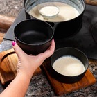 Kit 3 Cumbuca De Ferro Fundido Suporte Madeira Petisco 12cm