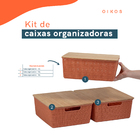 Kit 3 Cxs Organizadoras Tampa De Bambu 12l Terracota - Oikos