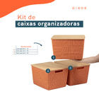 Kit 3 Cxs Organizadoras Tampa De Bambu 18l Terracota - Oikos