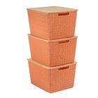Kit 3 Cxs Organizadoras Tampa De Bambu 18l Terracota - Oikos