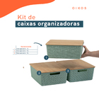 Kit 3 Cxs Organizadoras Tampa De Bambu Verde Sálvia - Oikos U