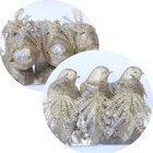 Kit 3 Decoração Natal Presilha Pássaro Bronze Com Glitter