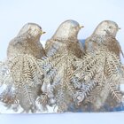 Kit 3 Decoração Natal Presilha Pássaro Bronze Com Glitter