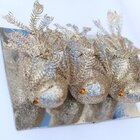 Kit 3 Decoração Natal Presilha Pássaro Bronze Com Glitter