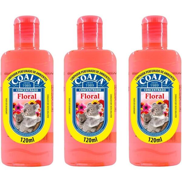 Kit 3 Desinfetante Concentrado De Ambiente Coala Floral 120ml