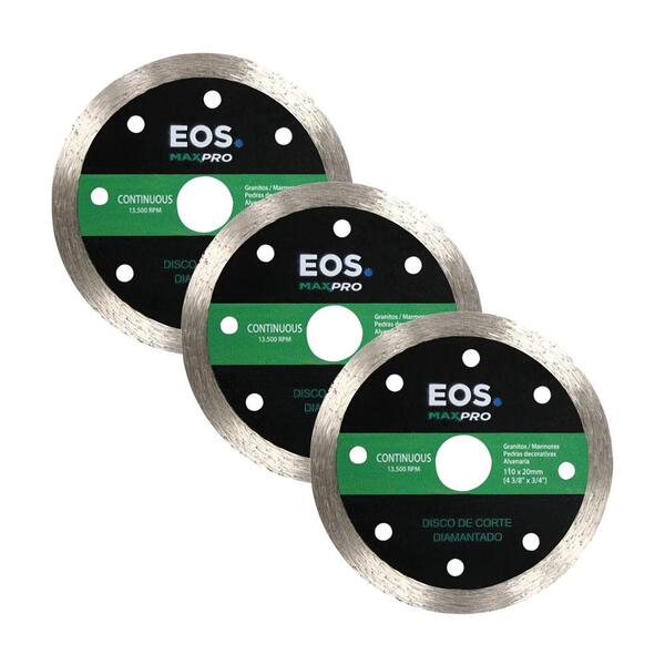 Kit 3 Discos De Serra Mármore Corte Diamantado Contínuo 110m