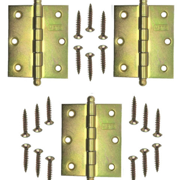 Kit 3 Dobradiças 3 X 2,5 Pol Zincada Para Portas E Janelas