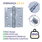 Kit 3 Dobradiças 3 ½ X 3 C/reto Inox Com Rolamento
