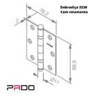 Kit 3 Dobradiças Com Rolamento 3530  Em Cromo Acetinado