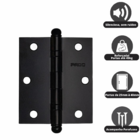 Kit 3 Dobradiças Com Rolamento 3530 Em Aço Preto Kit 3 Dobrad