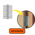 Kit 3 Dobradiças Zincada Para Porta De Madeira 6,4cm