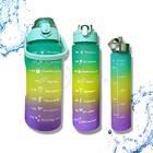 Kit 3 Em 1 Garrafas De Água Motivacionais Verde De 2l Squeeze