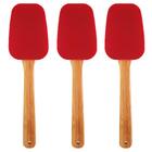 Kit 3 Espátulas Colheres De Silicone Bambu Utensílios Cozinha