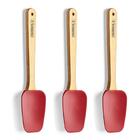 Kit 3 Espátulas Colheres De Silicone Bambu Utensílios Cozinha