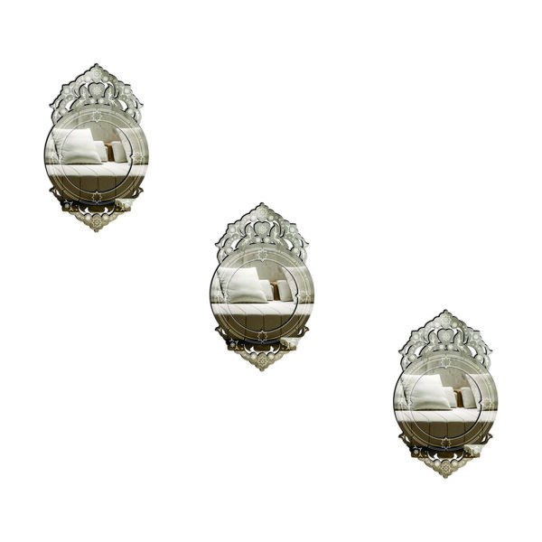 Kit 3 Espelhos Decorativos Venezianos  Pegui 32x19 3887 Prata
