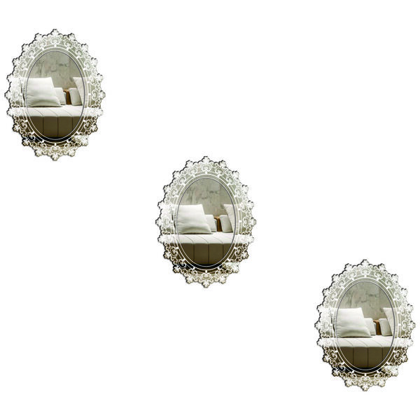 Kit 3 Espelhos Decorativos Venezianos  Pegui 32x24 3895 Prata