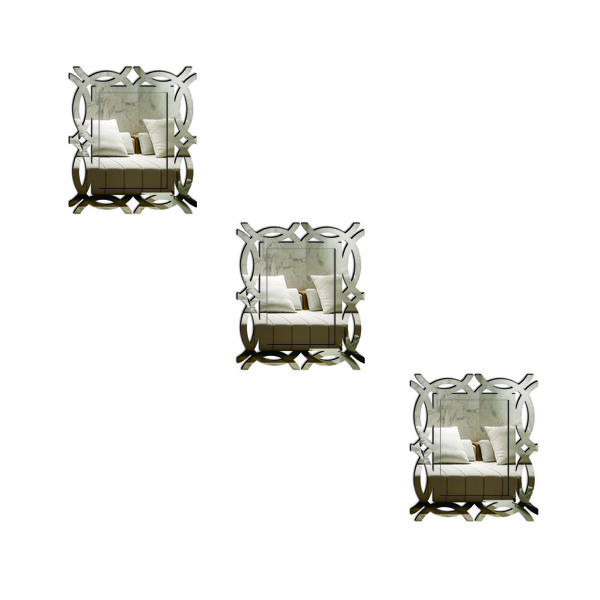 Kit 3 Espelhos Decorativos Venezianos  Pegui 32x27 3871 Prata