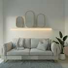 Kit 3 Espelhos Ovais Para Sala De Estar - Dourado