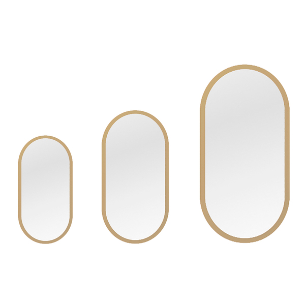 Kit 3 Espelhos Ovais Para Sala De Estar - Dourado