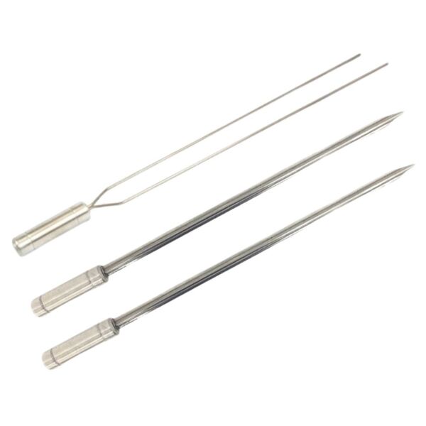 Kit 3 Espeto Chato Duplo Inox 70cm Cabo Revestido Churrasco