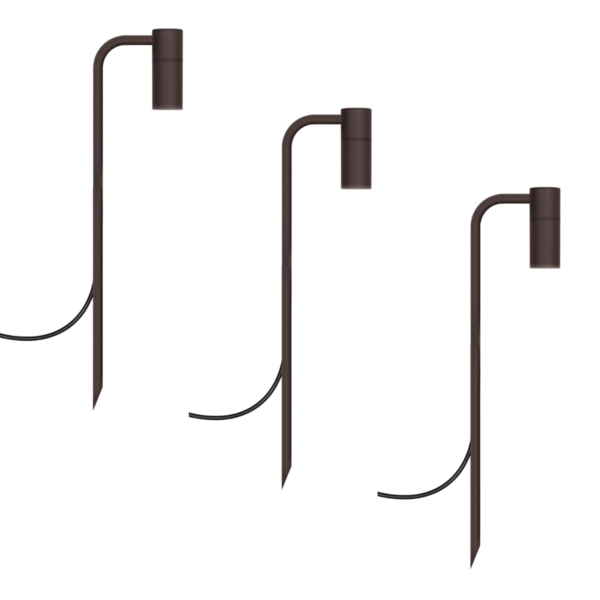 Kit 3 Espetos Balizadores De Jardim Escada Foco Marrom 50cm