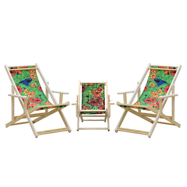 Kit 3 Espreguiçadeiras 2 Adulto E 1 Infantil-arara