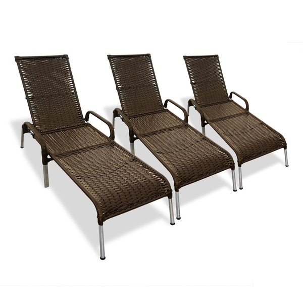 Kit 3 Espreguiçadeiras/cadeira Para Piscina Madrid Tabaco