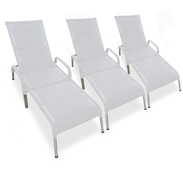 Kit 3 Espreguiçadeiras/cadeiras Madrid P/ Piscina E Jardim Br