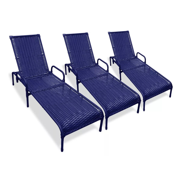 Kit 3 Espreguiçadeiras Catar Com Regulagem Para Piscina, Área